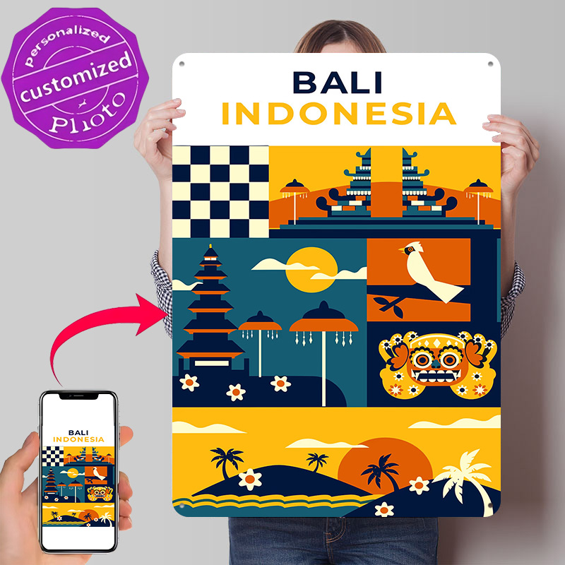 3D Printing Bali - Póster Impreso en 3D con Textura